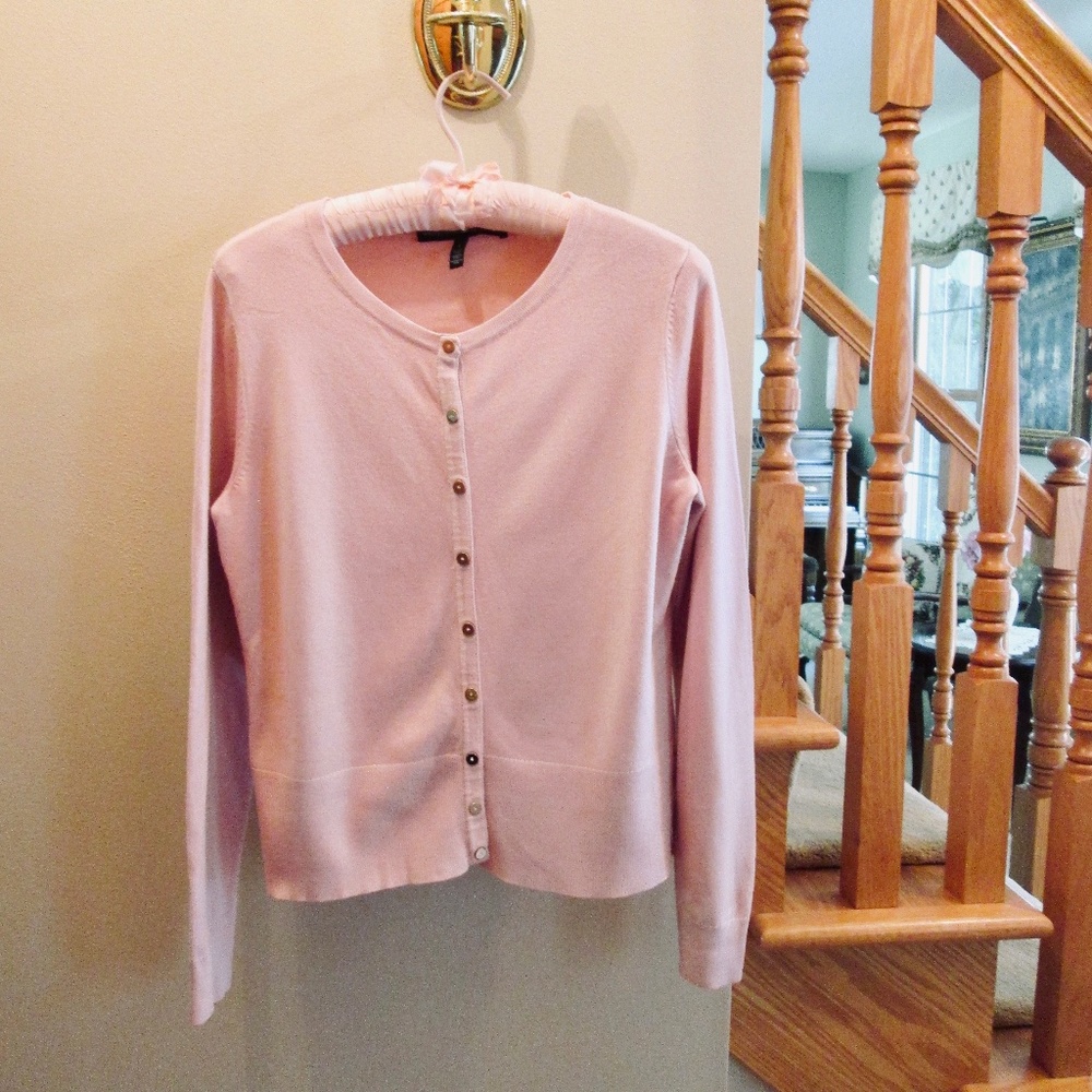 White House | Black Market WHBM Pale Pink Cardigan